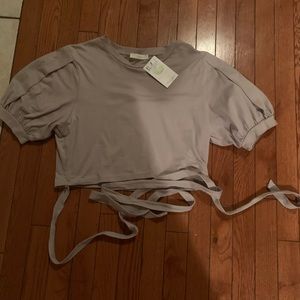 Pale purple crop top with tie